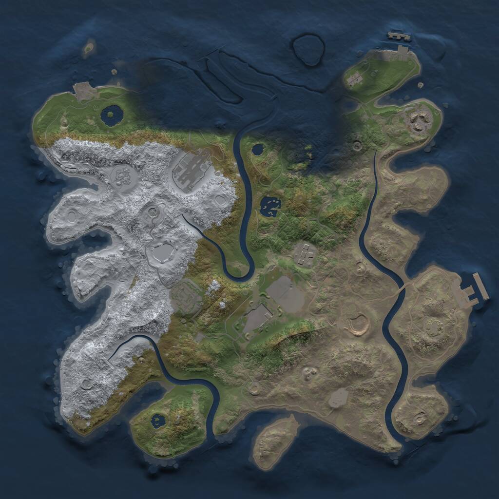 Rust Map: Procedural Map, Size: 3500, Seed: 3225691, 13 Monuments