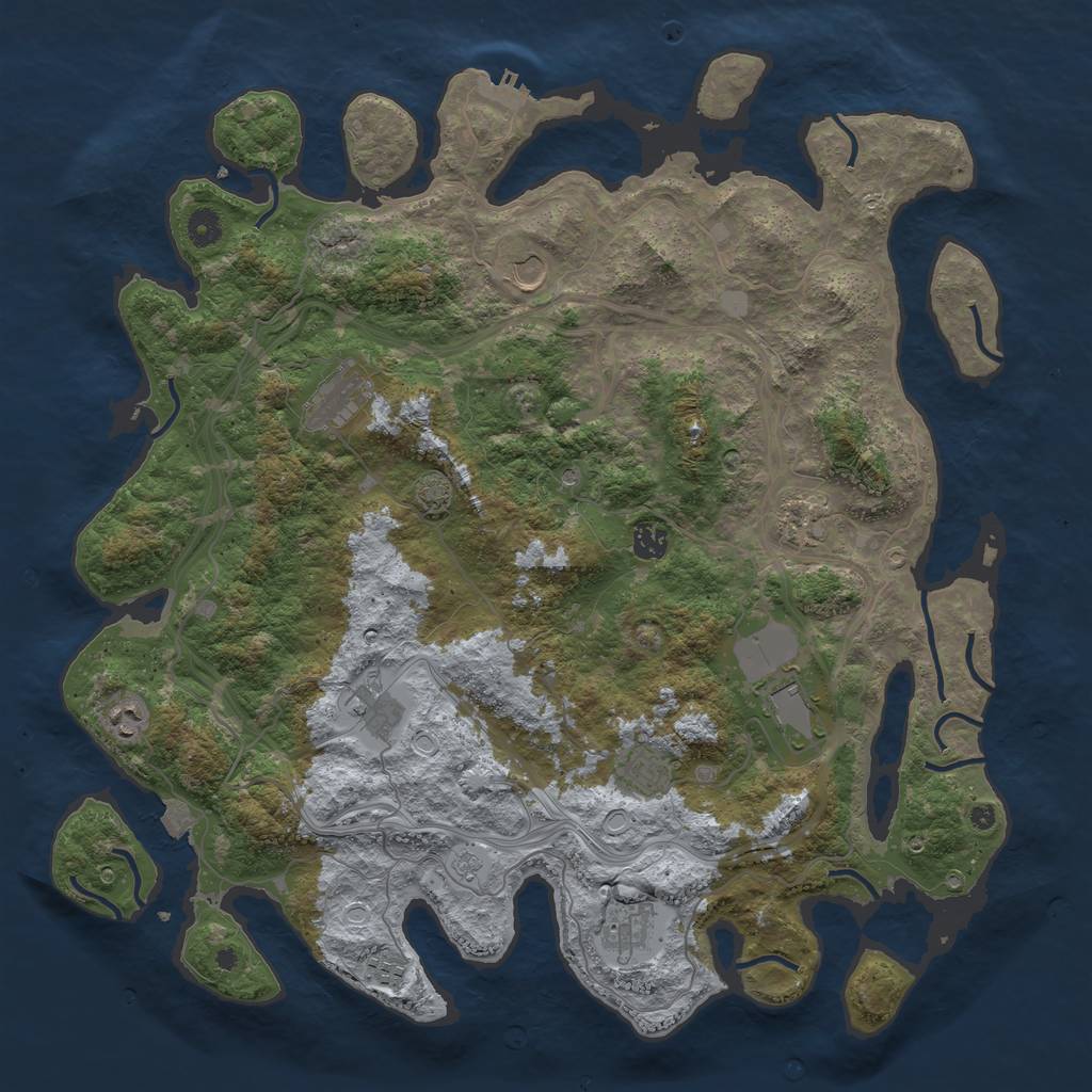 Rust Map: Procedural Map, Size: 4500, Seed: 874158152, 17 Monuments