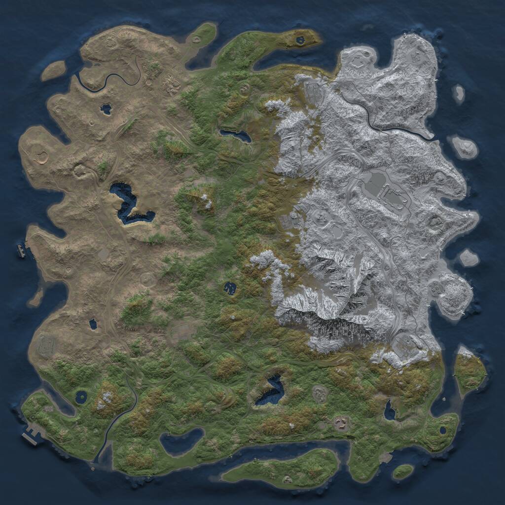 Rust Map: Procedural Map, Size: 6000, Seed: 283986284, 17 Monuments