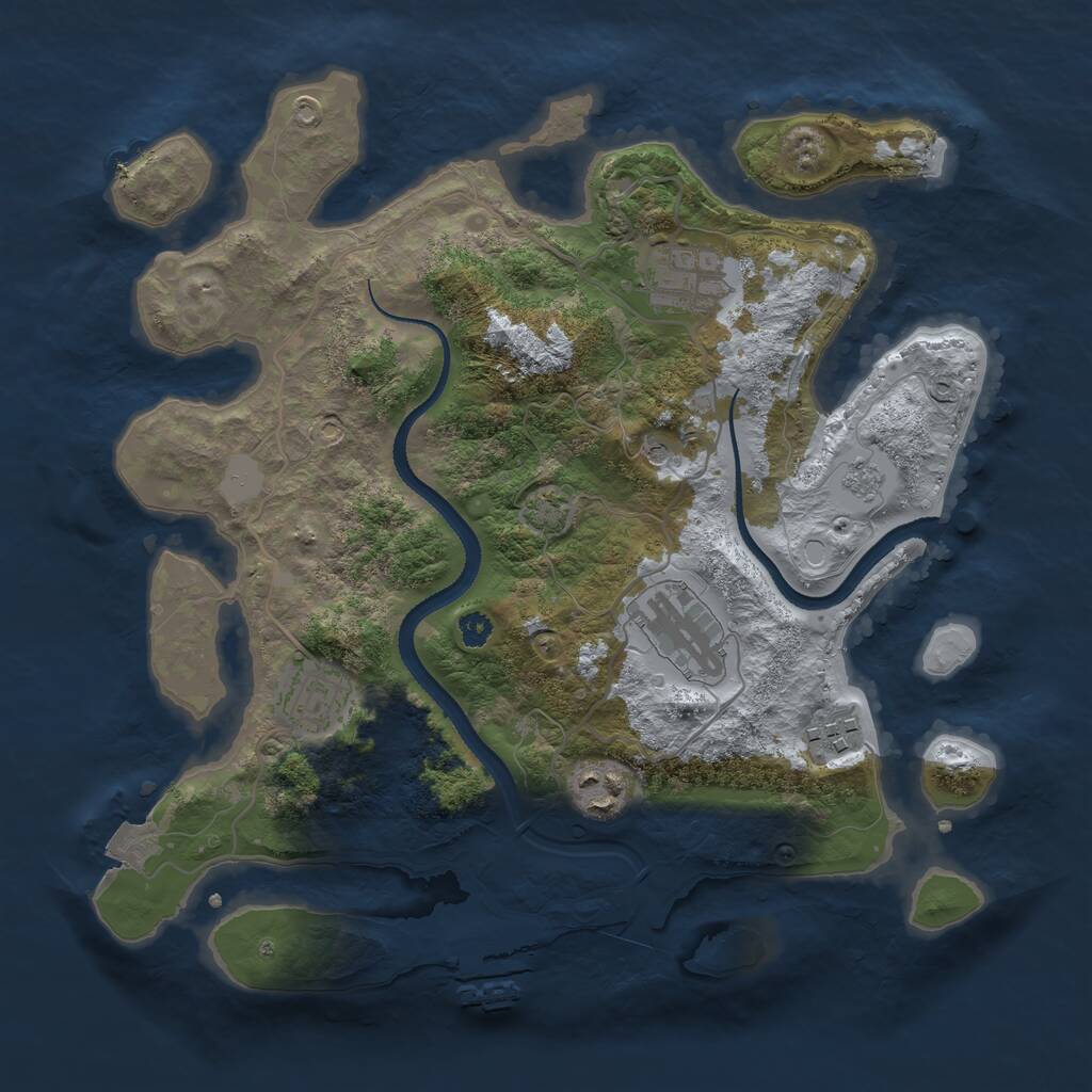 Rust Map: Procedural Map, Size: 3200, Seed: 4363235, 10 Monuments