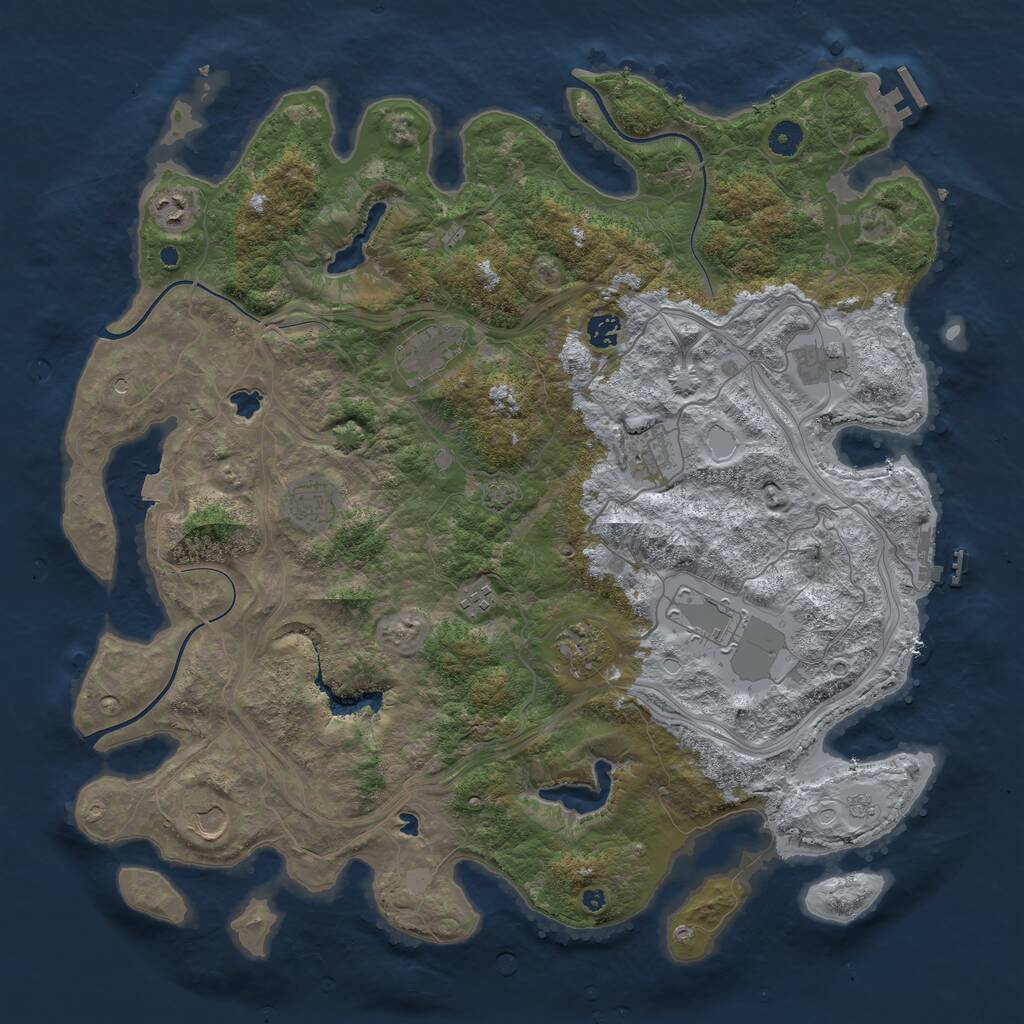Rust Map: Procedural Map, Size: 4500, Seed: 2124979441, 16 Monuments