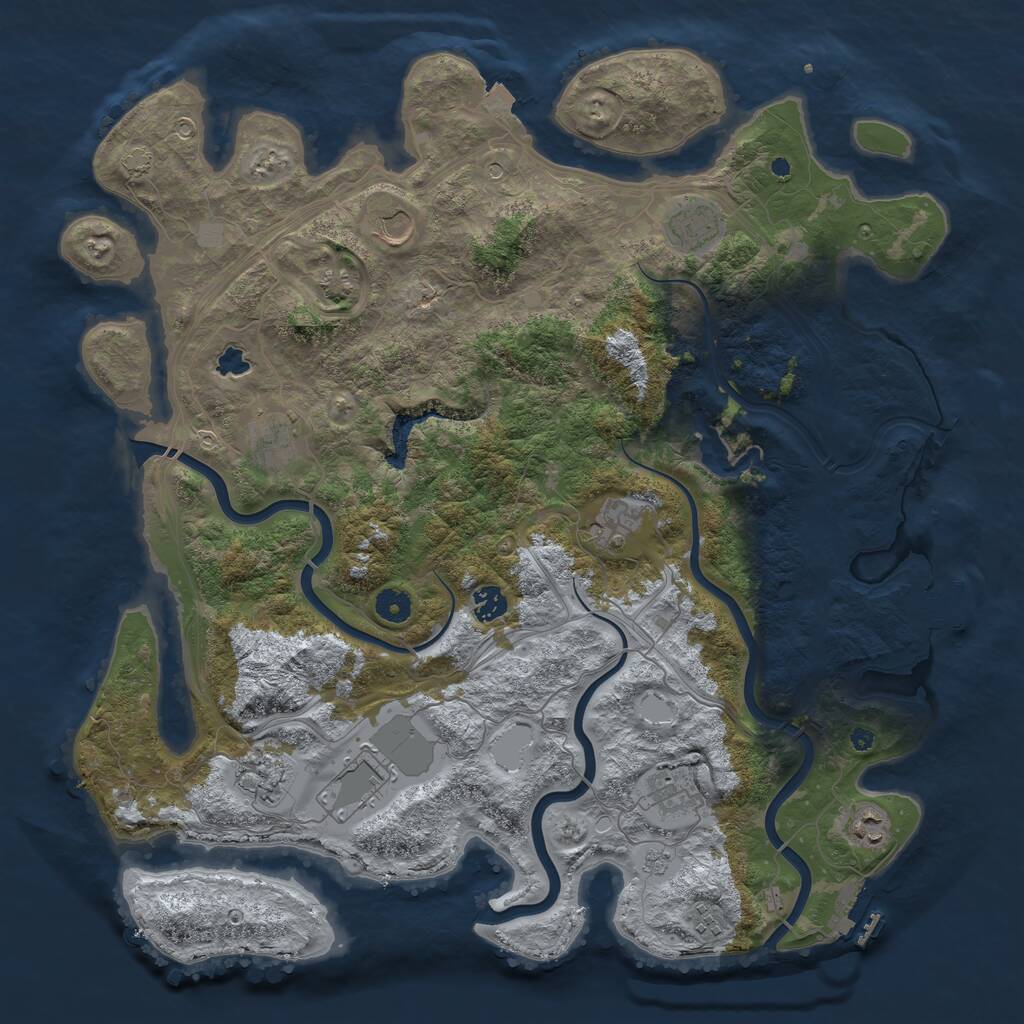 Rust Map: Procedural Map, Size: 4400, Seed: 18976376, 16 Monuments