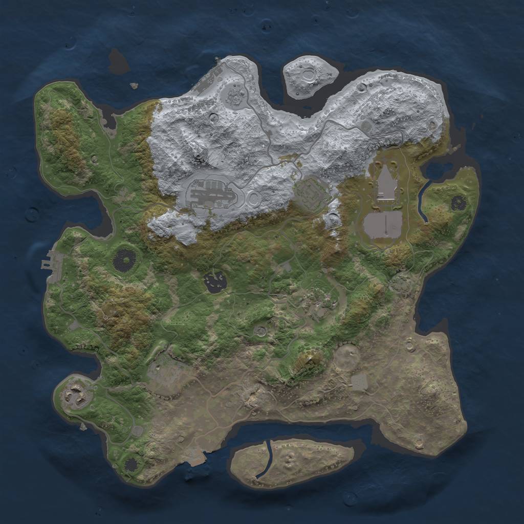 Rust Map: Procedural Map, Size: 3500, Seed: 52323, 15 Monuments