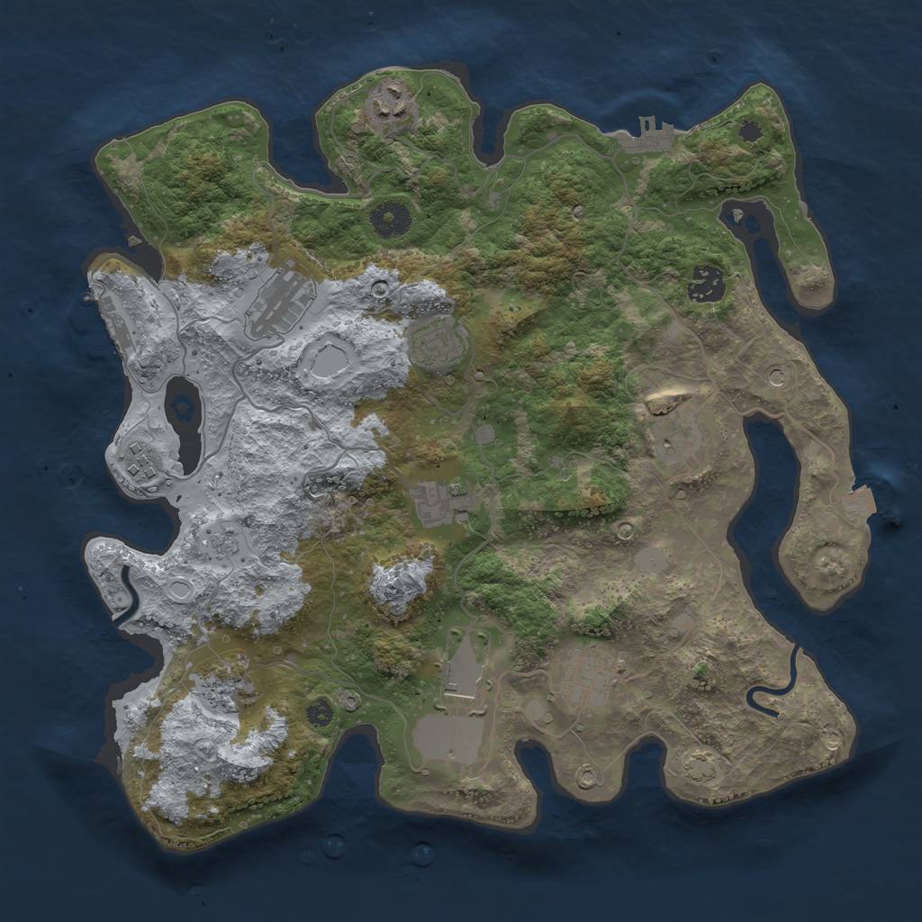Rust Map: Procedural Map, Size: 3600, Seed: 164, 18 Monuments