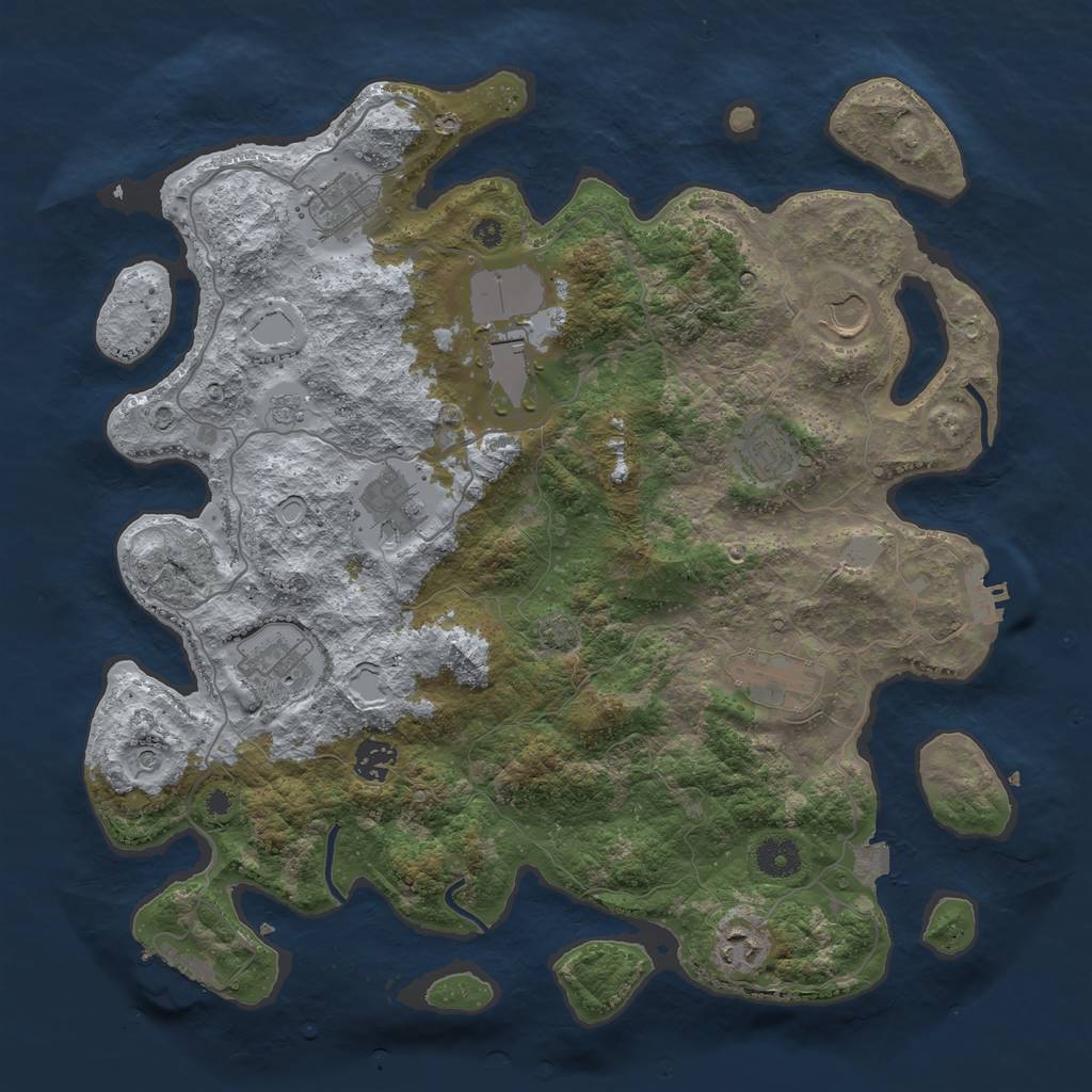 Rust Map: Procedural Map, Size: 3850, Seed: 1153171586, 17 Monuments
