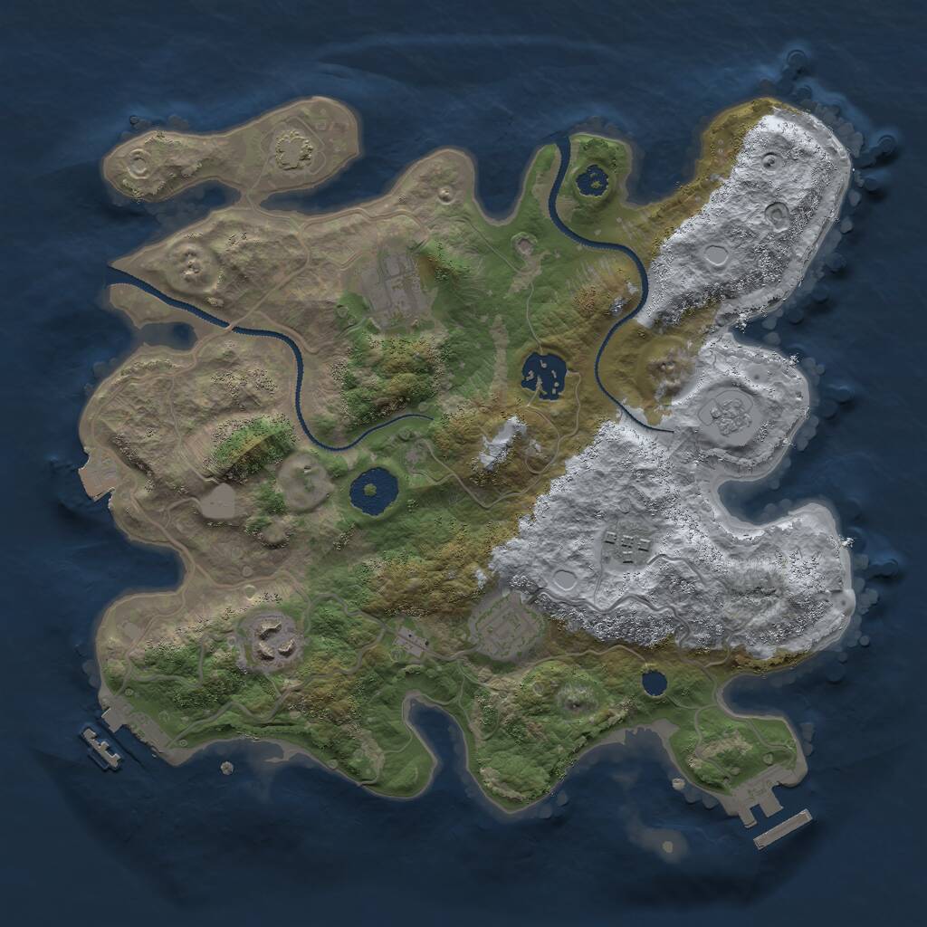 Rust Map: Procedural Map, Size: 3000, Seed: 91268, 10 Monuments