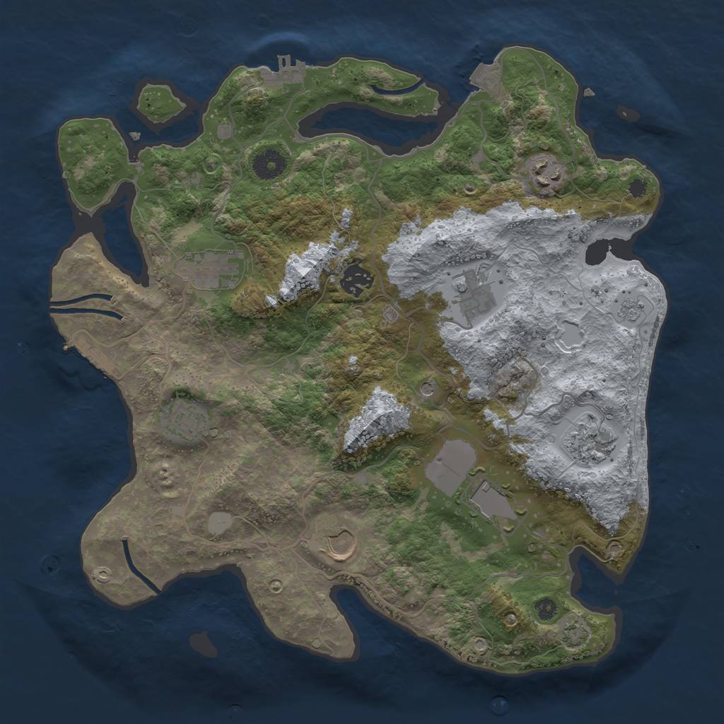 Rust Map: Procedural Map, Size: 3500, Seed: 1662581864, 16 Monuments