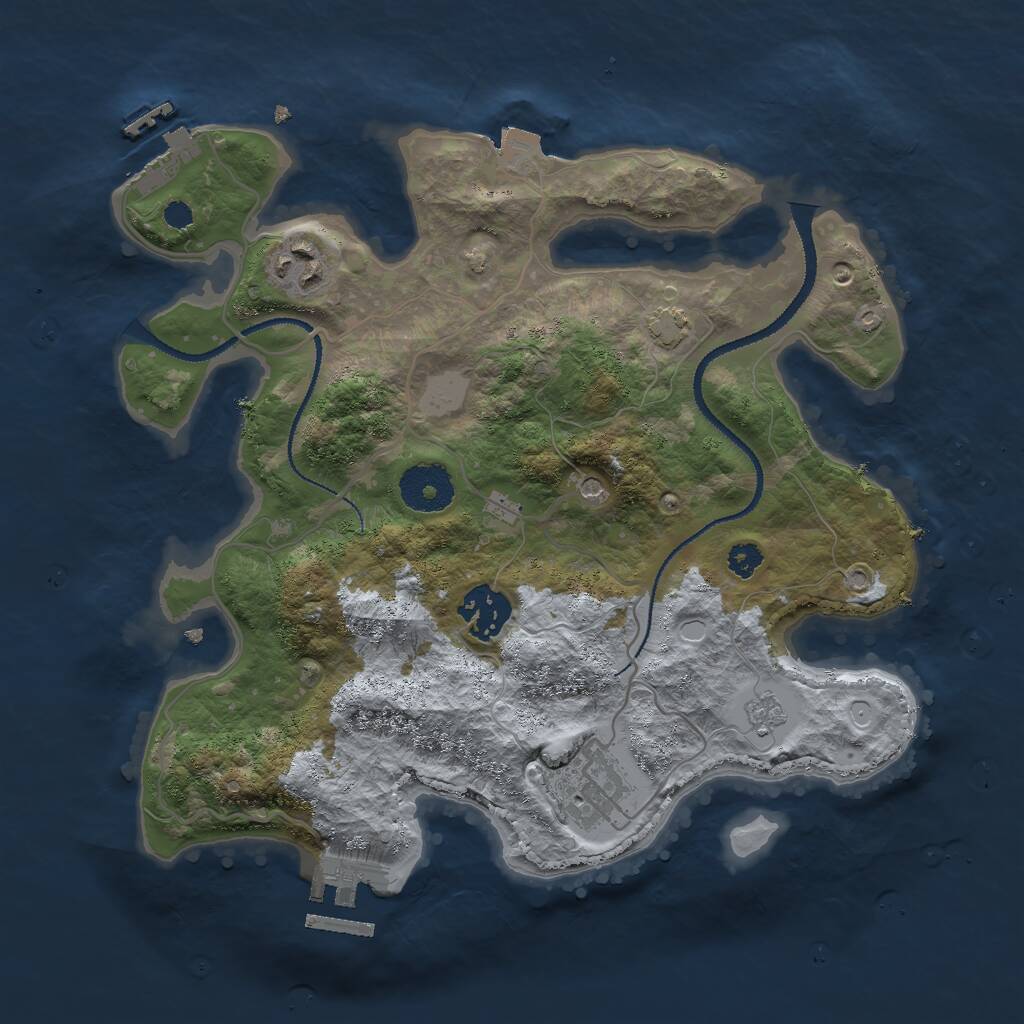 Rust Map: Procedural Map, Size: 3000, Seed: 29419, 9 Monuments