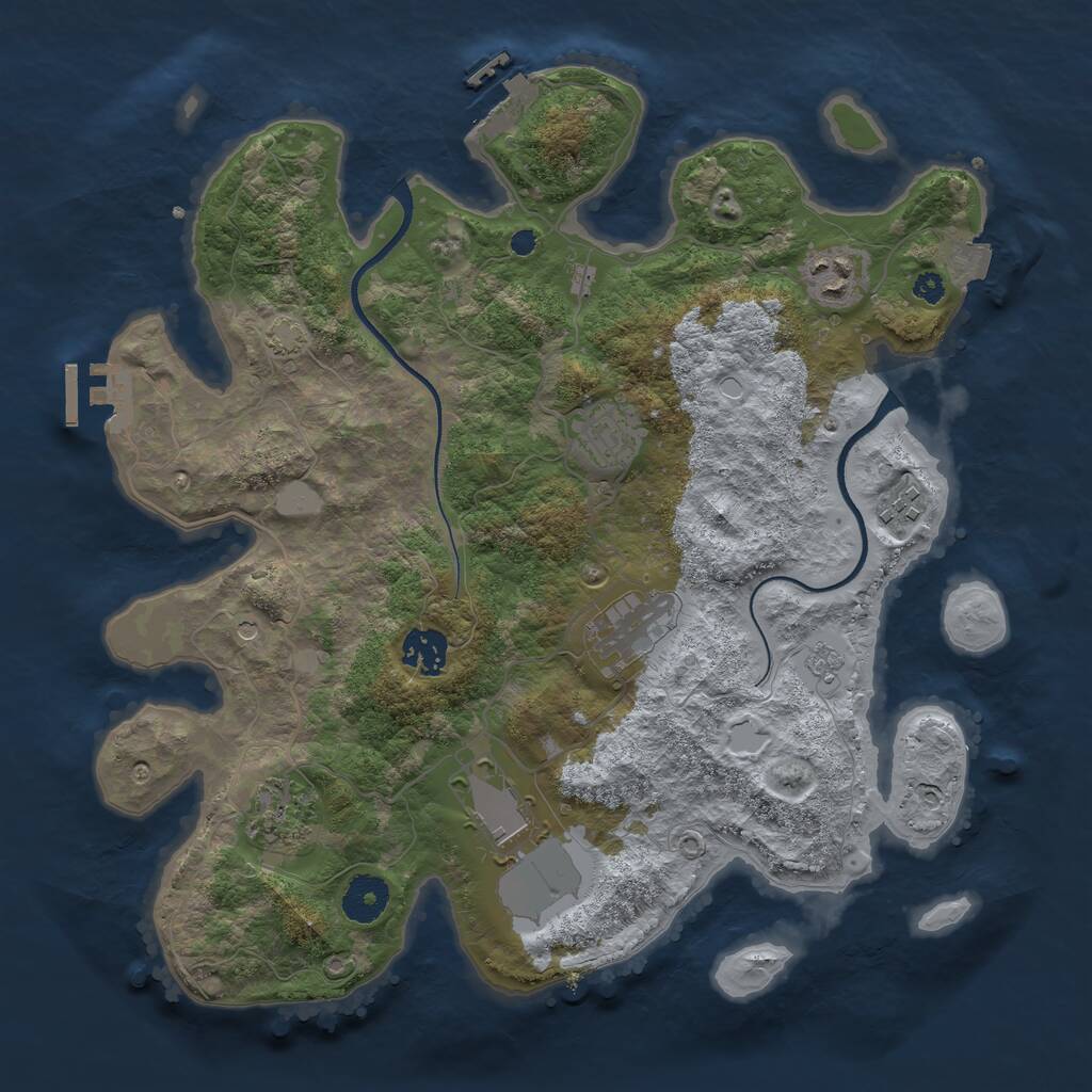 Rust Map: Procedural Map, Size: 3500, Seed: 58058329, 13 Monuments
