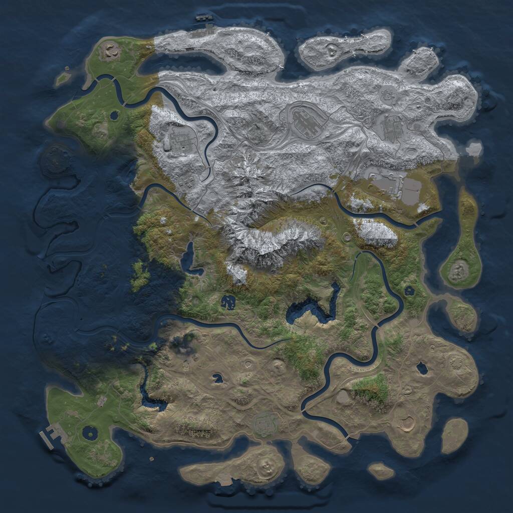 Rust Map: Procedural Map, Size: 5000, Seed: 66845405, 16 Monuments