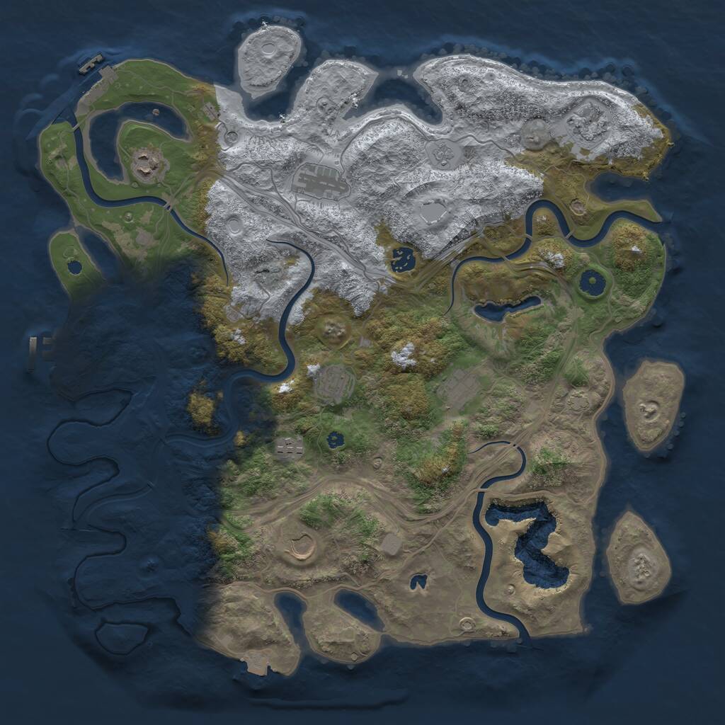 Rust Map: Procedural Map, Size: 4250, Seed: 1123218875, 14 Monuments