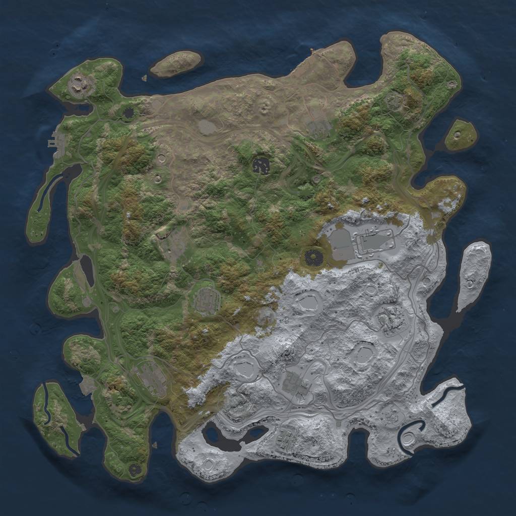 Rust Map: Procedural Map, Size: 4250, Seed: 456420882, 18 Monuments
