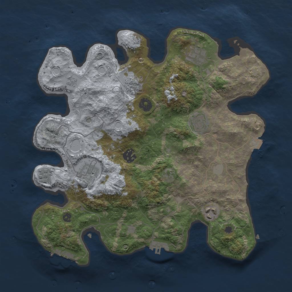 Rust Map: Procedural Map, Size: 3300, Seed: 3228462, 15 Monuments