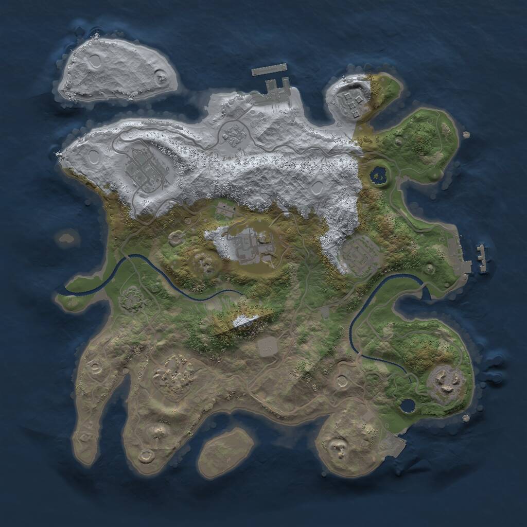 Rust Map: Procedural Map, Size: 3000, Seed: 21579256, 12 Monuments