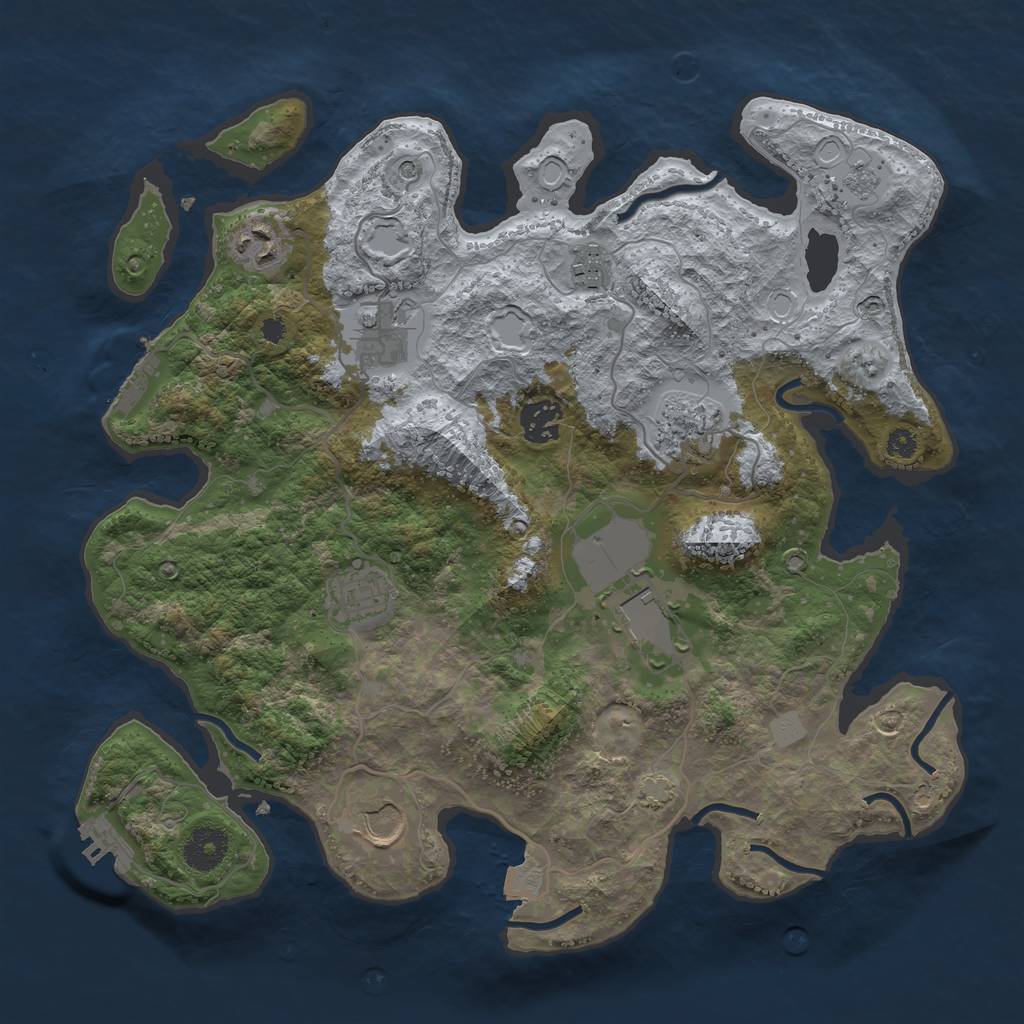 Rust Map: Procedural Map, Size: 3500, Seed: 612342, 16 Monuments