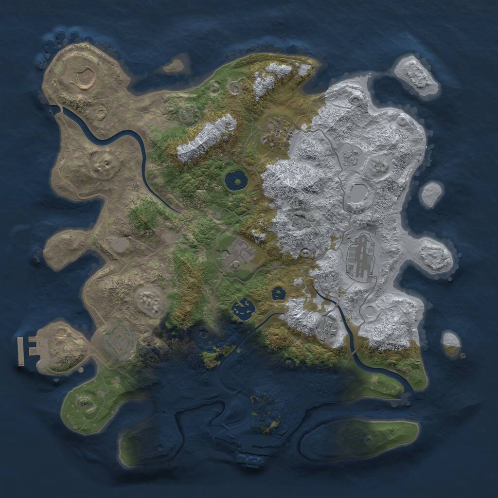 Rust Map: Procedural Map, Size: 3500, Seed: 1395664255, 13 Monuments
