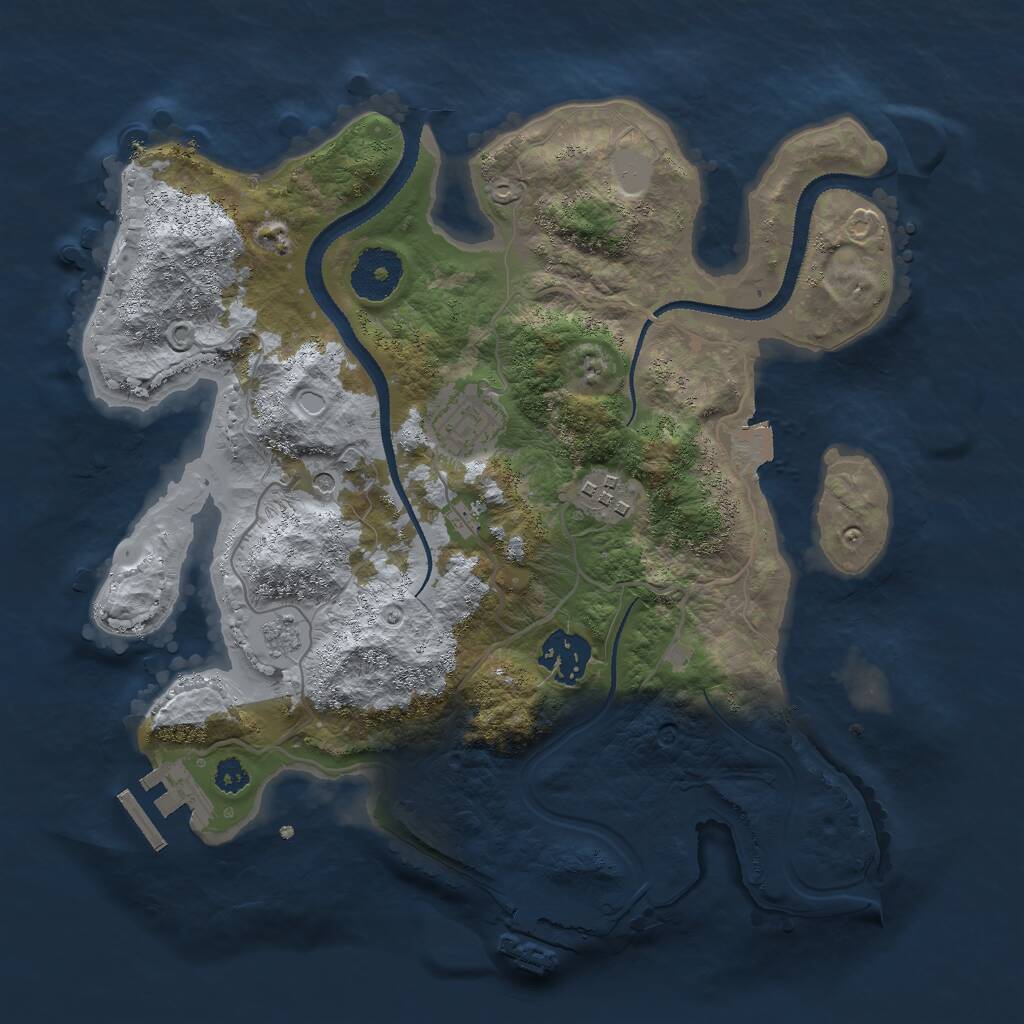 Rust Map: Procedural Map, Size: 3000, Seed: 493277428, 8 Monuments
