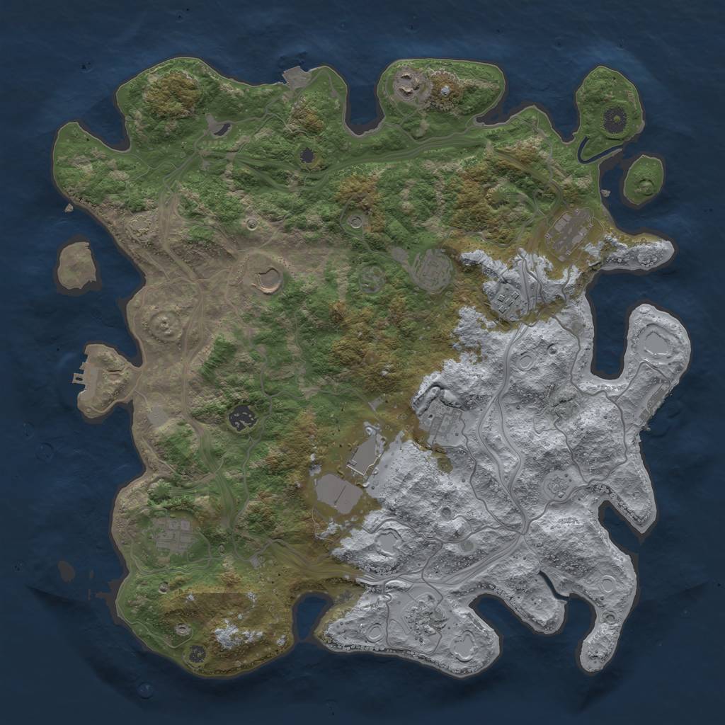 Rust Map: Procedural Map, Size: 4250, Seed: 740637175, 18 Monuments