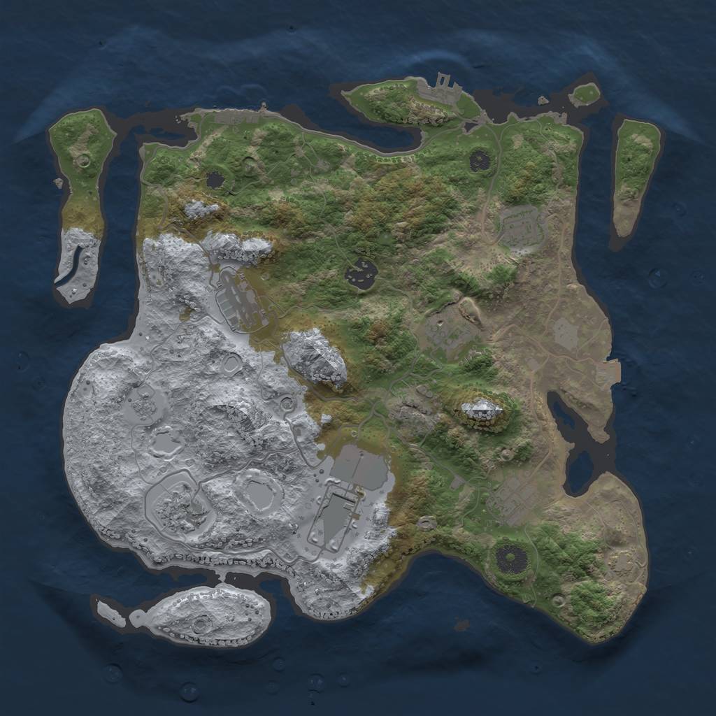 Rust Map: Procedural Map, Size: 3500, Seed: 1484886888, 15 Monuments