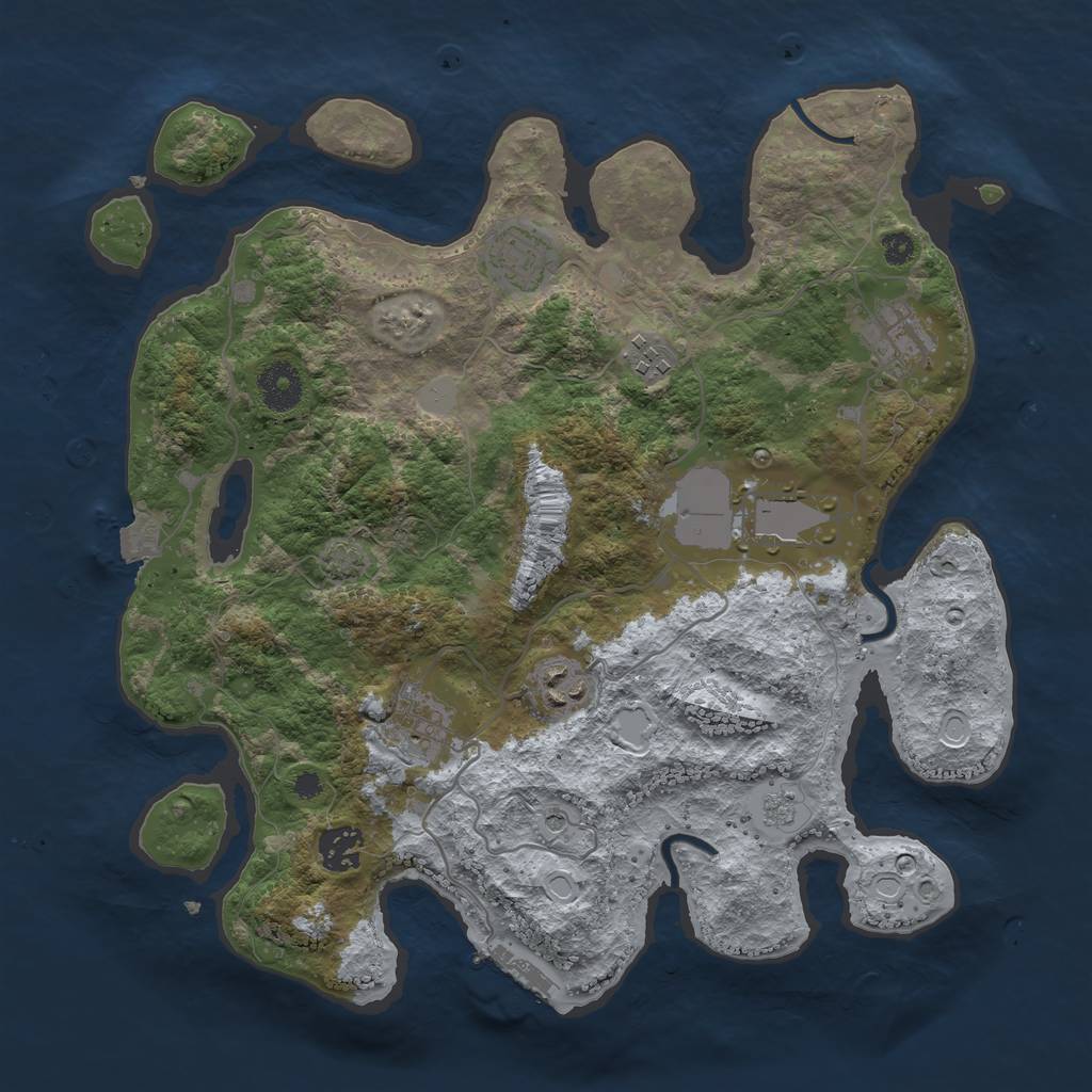 Rust Map: Procedural Map, Size: 3500, Seed: 59145, 14 Monuments