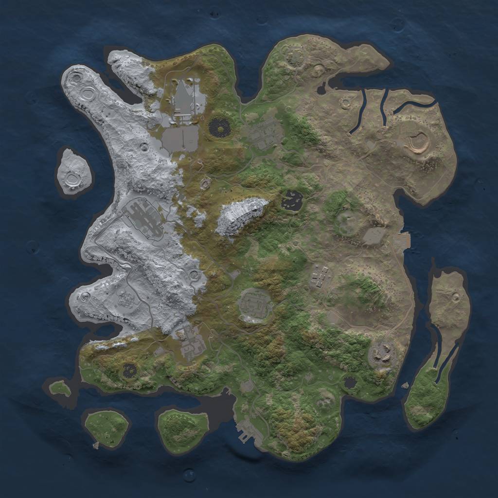 Rust Map: Procedural Map, Size: 3500, Seed: 1333198309, 16 Monuments