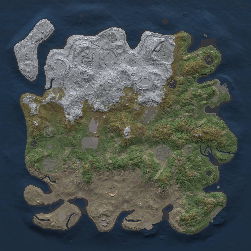Rust Map: Procedural Map, Size: 4000, Seed: 551873040, 18 Monuments