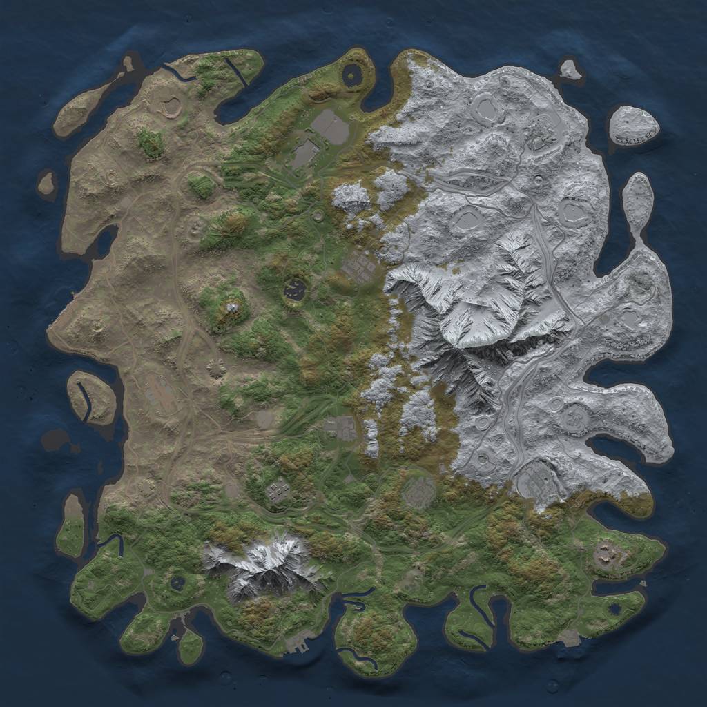 Rust Map: Procedural Map, Size: 5000, Seed: 638728, 19 Monuments