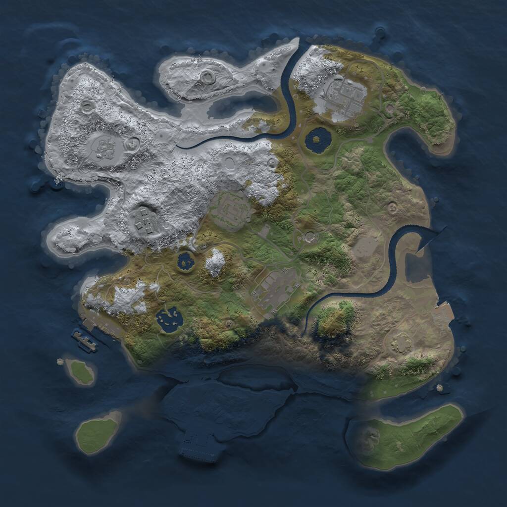 Rust Map: Procedural Map, Size: 3000, Seed: 1283047, 11 Monuments