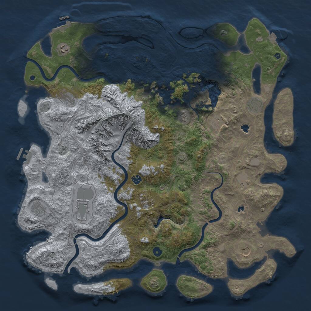 Rust Map: Procedural Map, Size: 5000, Seed: 42689743, 17 Monuments