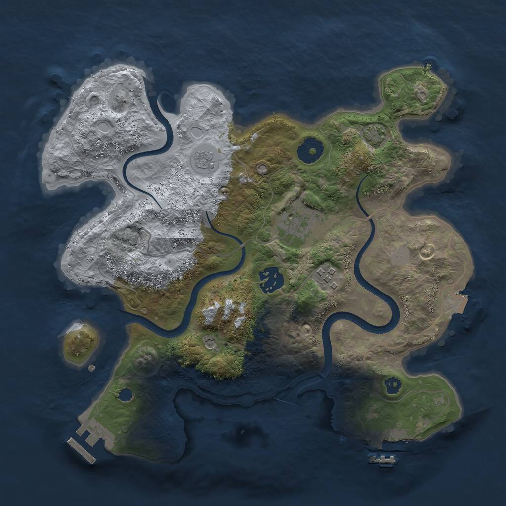 Rust Map: Procedural Map, Size: 3000, Seed: 435345421, 9 Monuments
