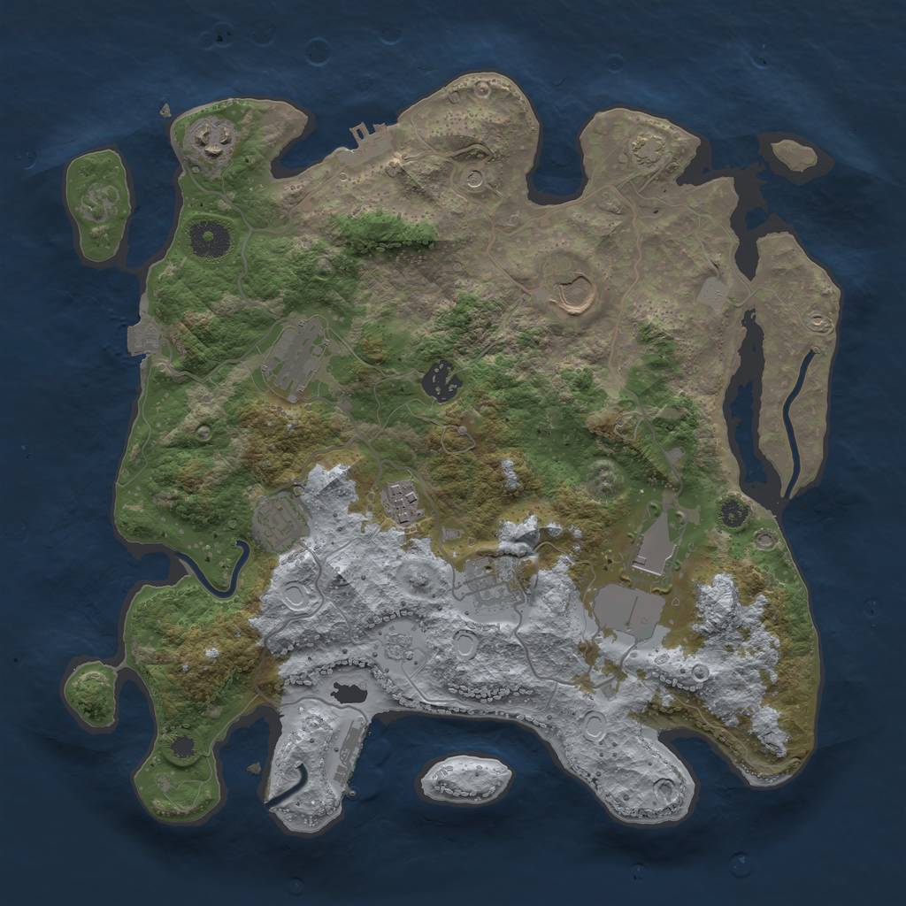 Rust Map: Procedural Map, Size: 3500, Seed: 465606, 16 Monuments