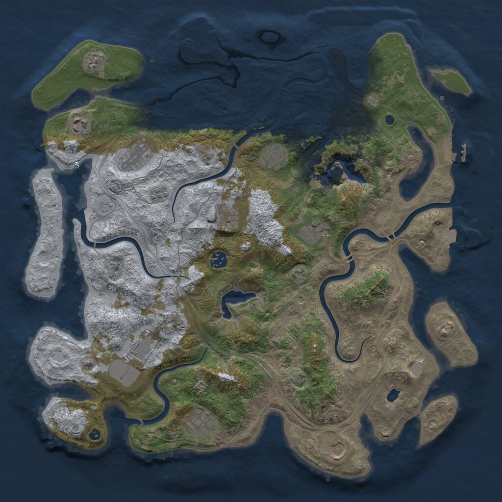Rust Map: Procedural Map, Size: 4400, Seed: 83930988, 17 Monuments