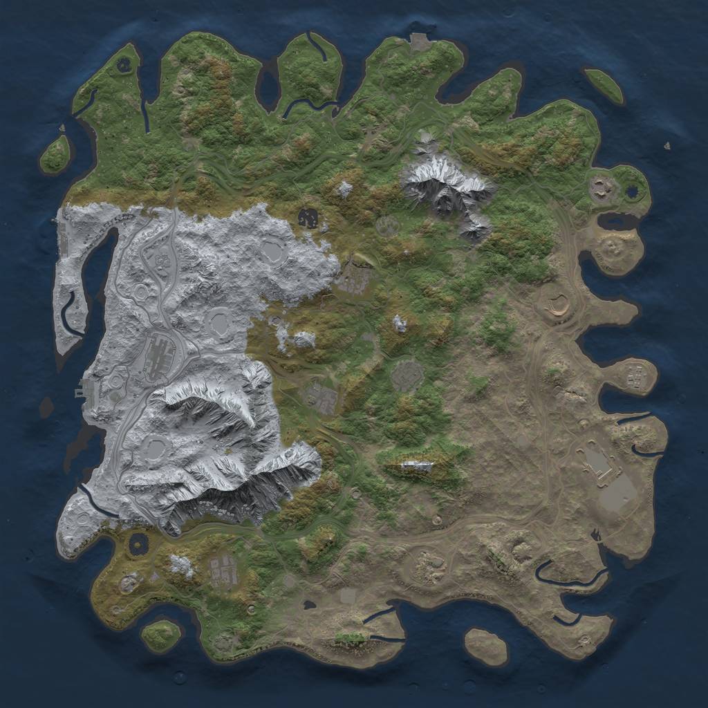 Rust Map: Procedural Map, Size: 5000, Seed: 723147, 19 Monuments