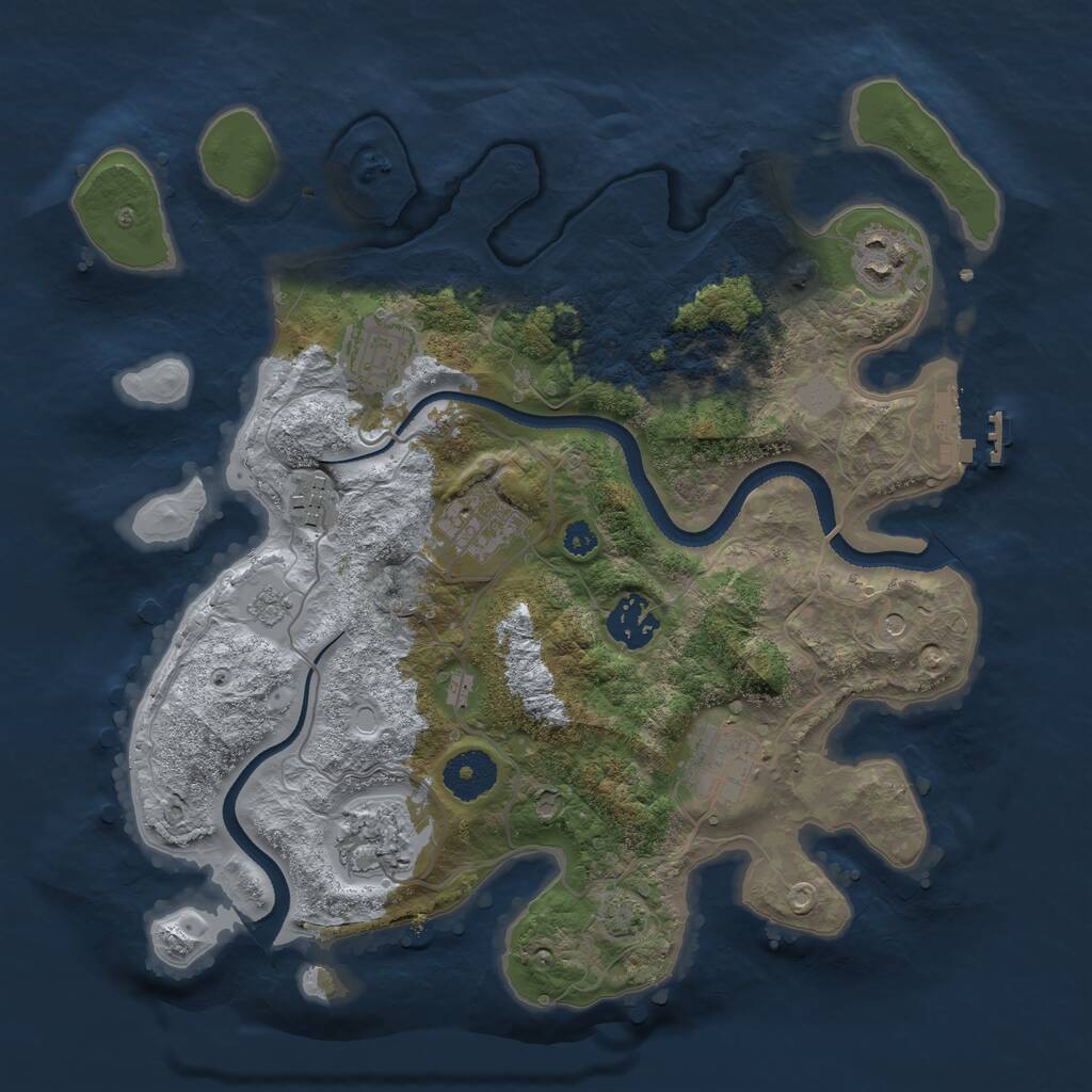 Rust Map: Procedural Map, Size: 3250, Seed: 1613027456, 12 Monuments