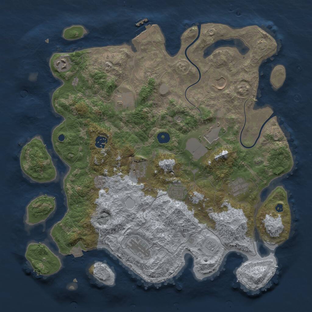 Rust Map: Procedural Map, Size: 3850, Seed: 33232, 15 Monuments