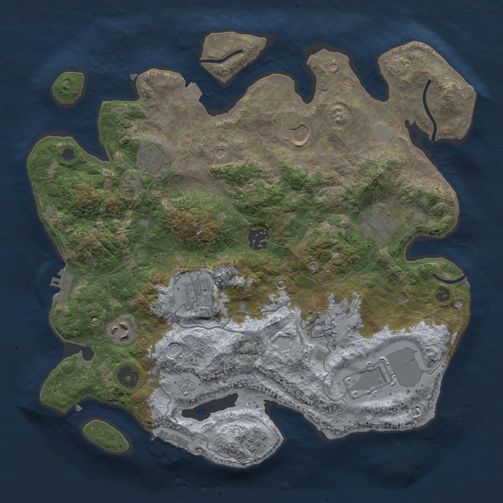 Rust Map: Procedural Map, Size: 3500, Seed: 1882565323, 17 Monuments