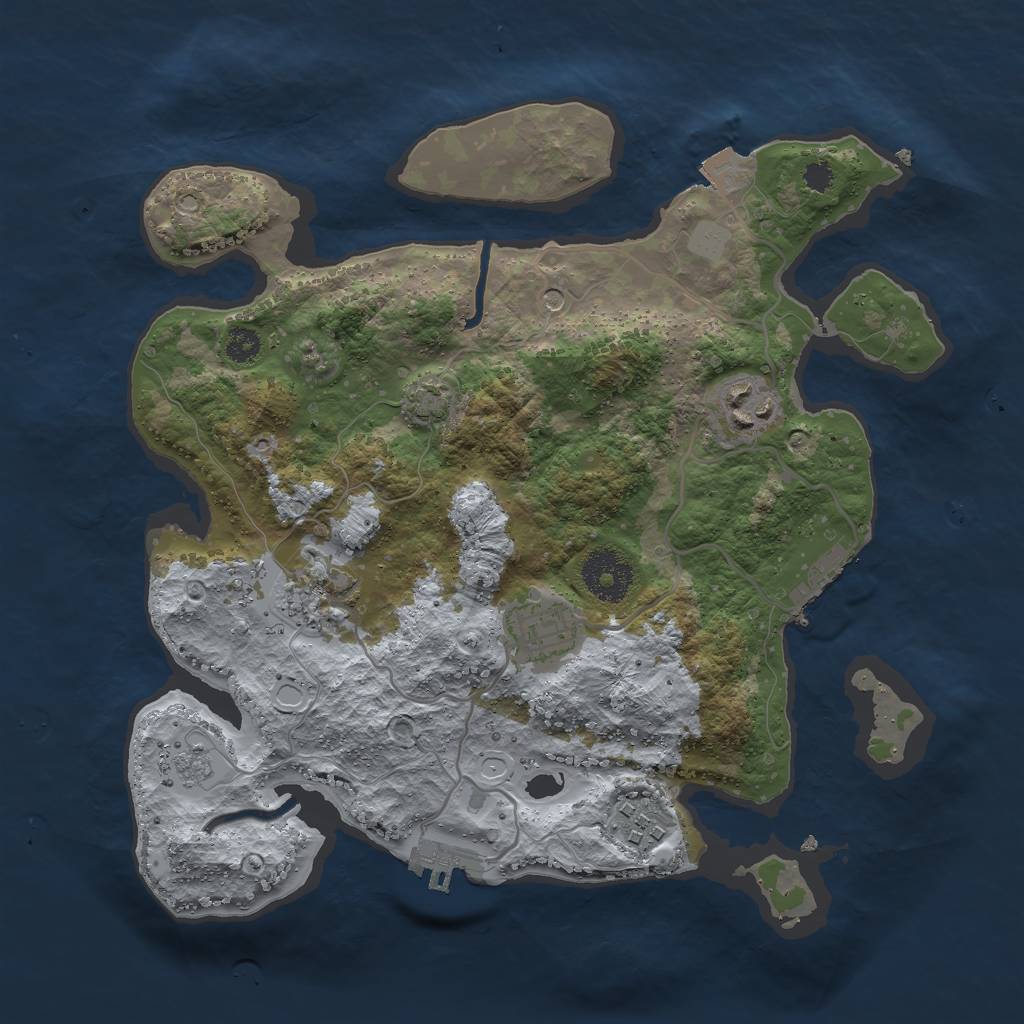 Rust Map: Procedural Map, Size: 3000, Seed: 617944265, 12 Monuments