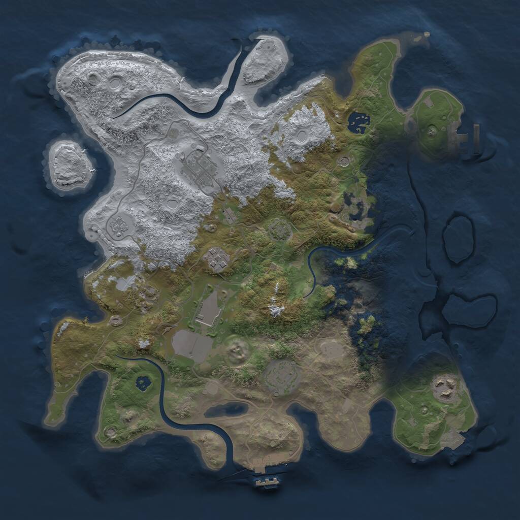 Rust Map: Procedural Map, Size: 3500, Seed: 621259588, 14 Monuments