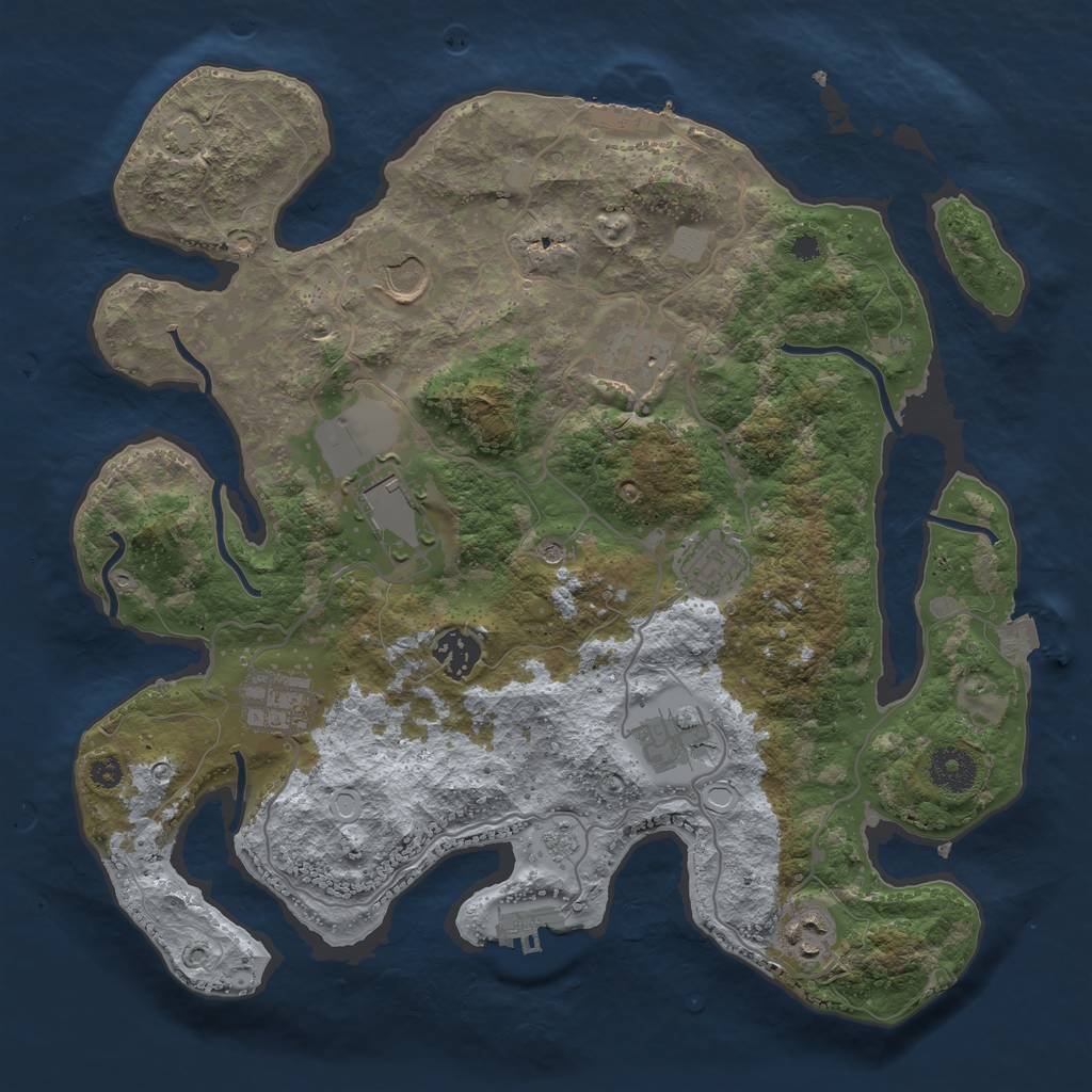 Rust Map: Procedural Map, Size: 3500, Seed: 66447, 16 Monuments
