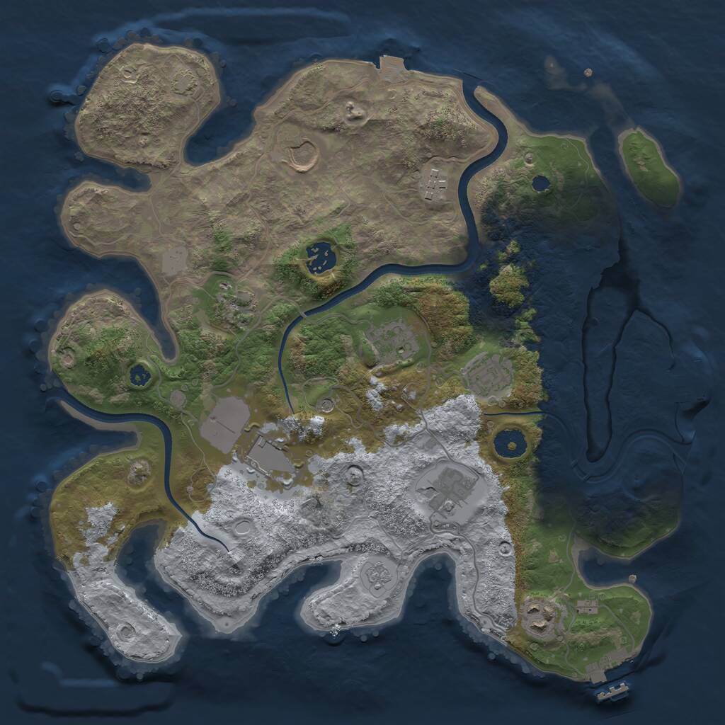 Rust Map: Procedural Map, Size: 3500, Seed: 66447, 15 Monuments