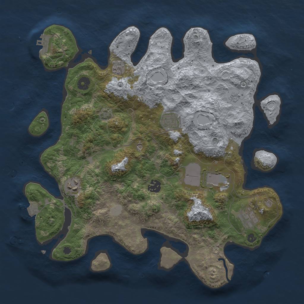 Rust Map: Procedural Map, Size: 3500, Seed: 764259629, 13 Monuments