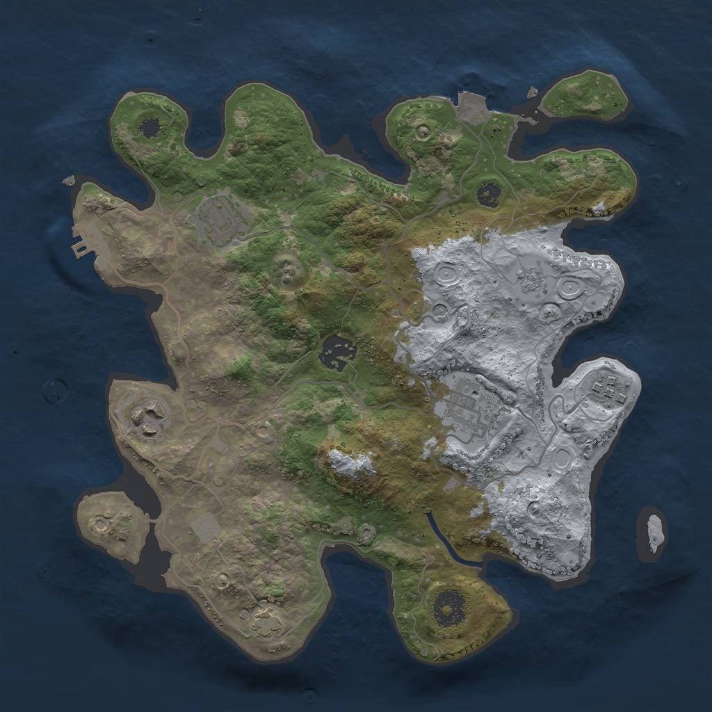 Rust Map: Procedural Map, Size: 3000, Seed: 329146343, 12 Monuments