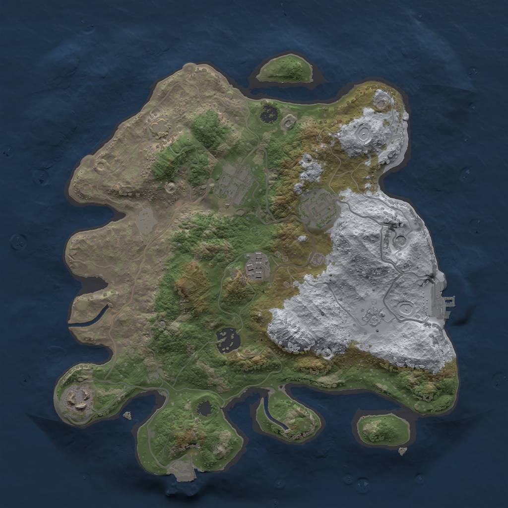 Rust Map: Procedural Map, Size: 3000, Seed: 1594741570, 12 Monuments
