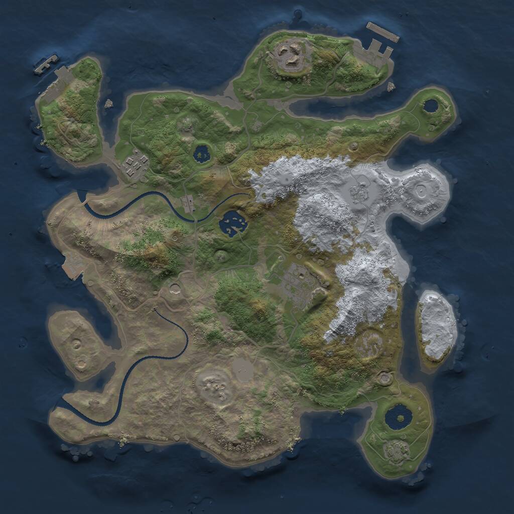 Rust Map: Procedural Map, Size: 3000, Seed: 433254599, 10 Monuments