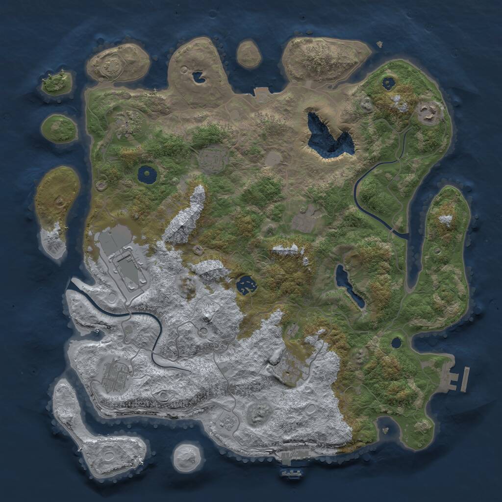 Rust Map: Procedural Map, Size: 4000, Seed: 598764321, 14 Monuments