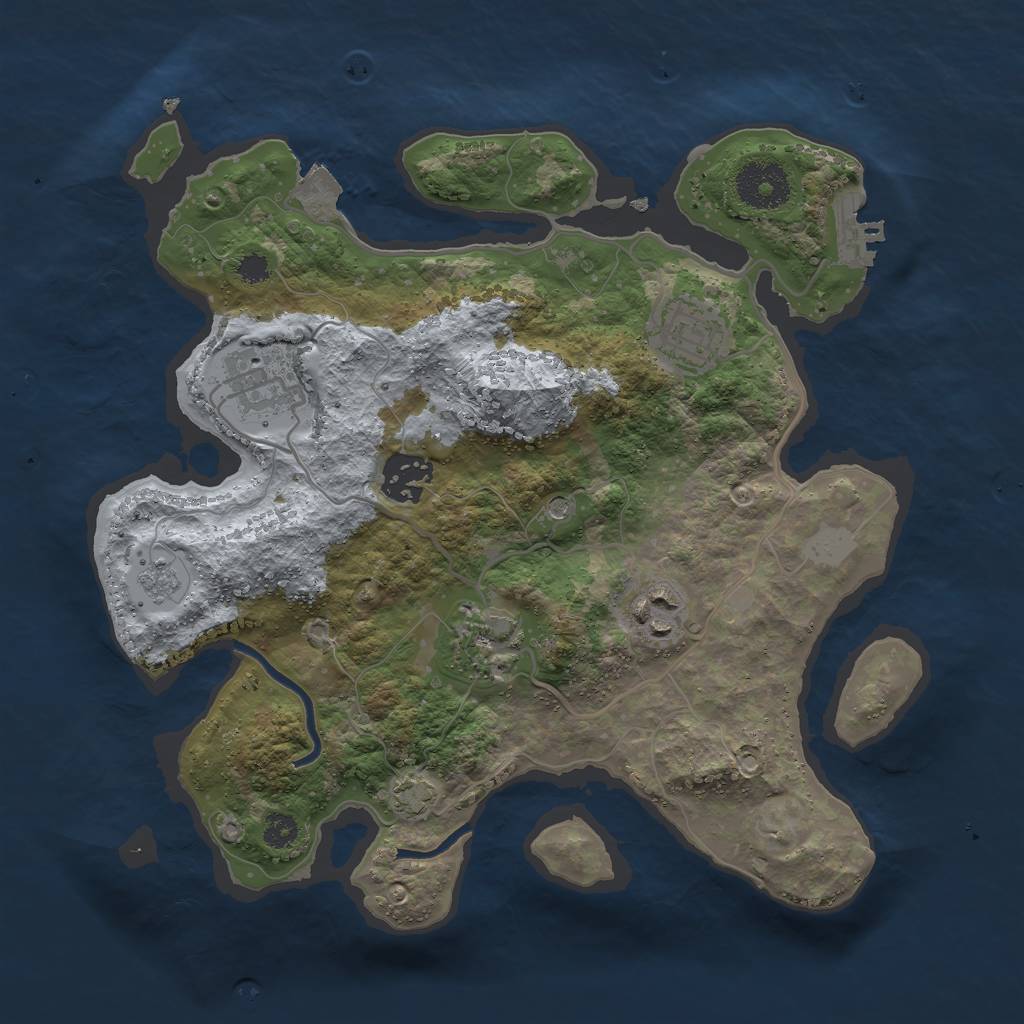 Rust Map: Procedural Map, Size: 3000, Seed: 9768674, 12 Monuments
