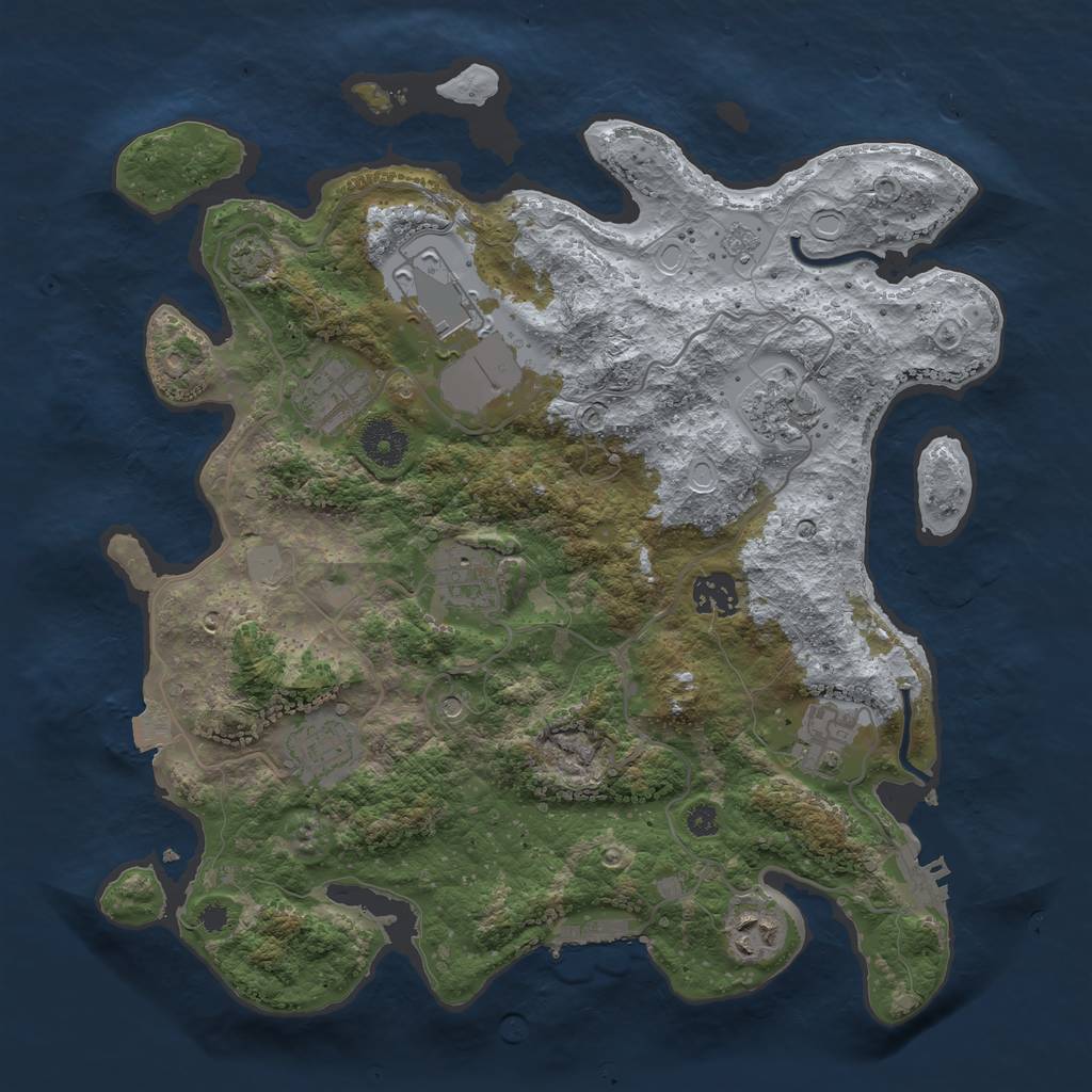 Rust Map: Procedural Map, Size: 3500, Seed: 1838509962, 16 Monuments