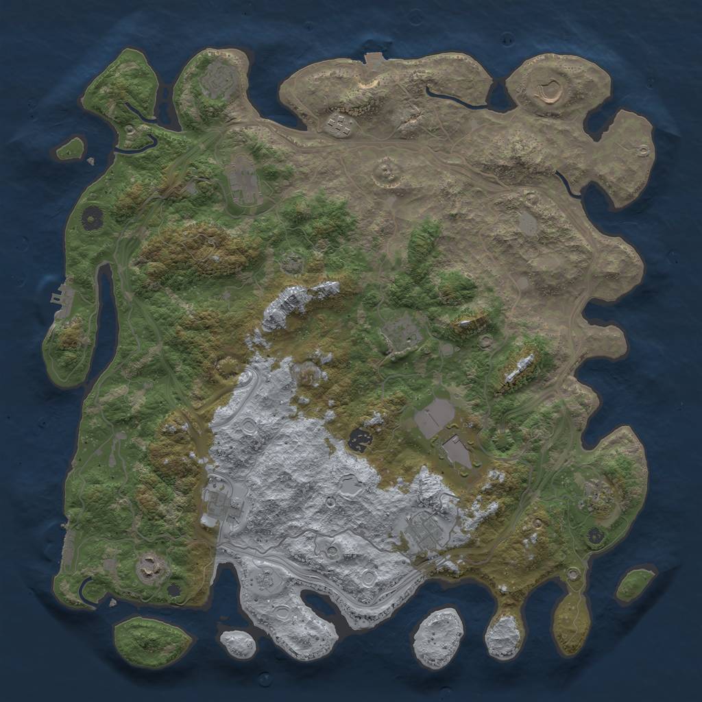 Rust Map: Procedural Map, Size: 4500, Seed: 1470522417, 19 Monuments