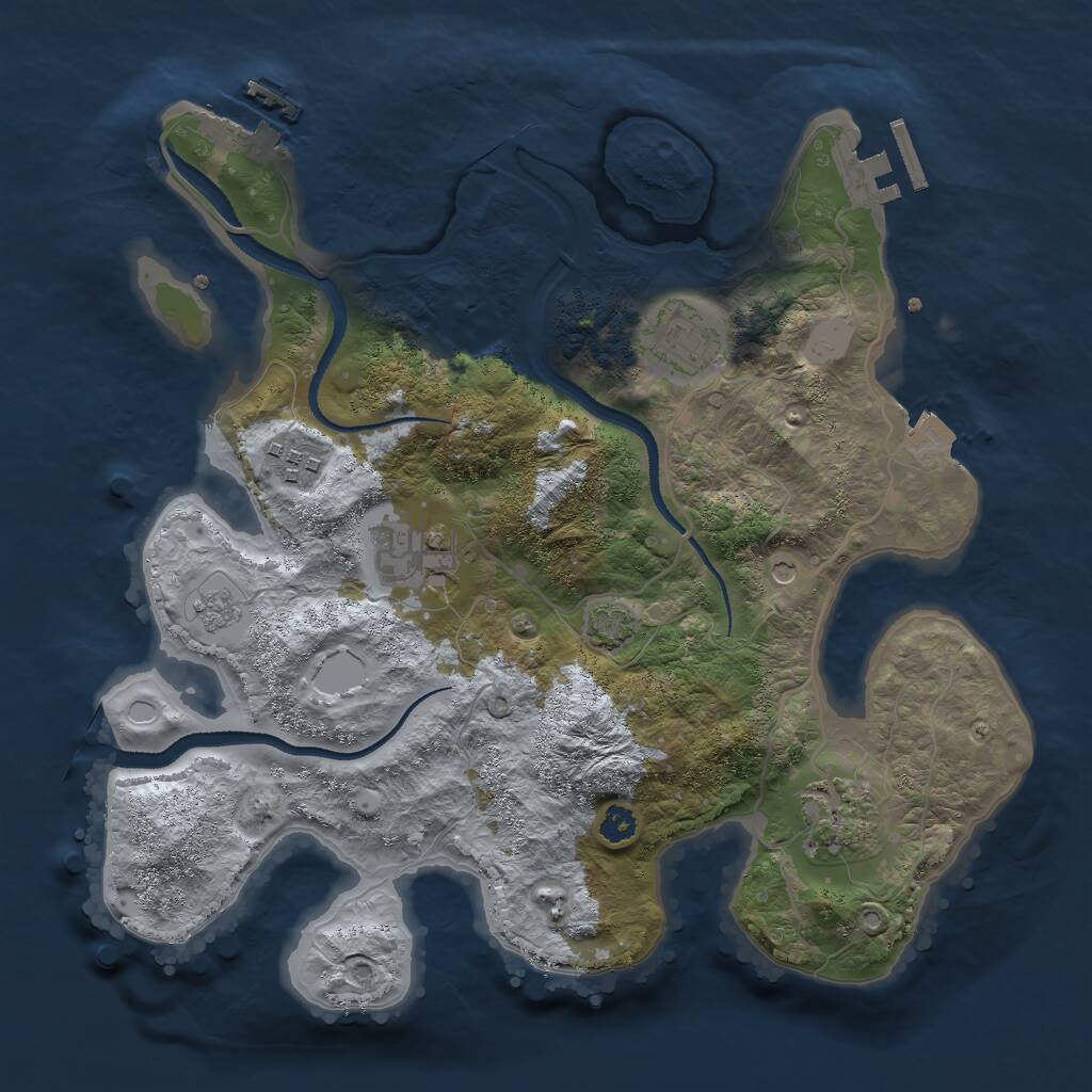 Rust Map: Procedural Map, Size: 3000, Seed: 13109, 10 Monuments