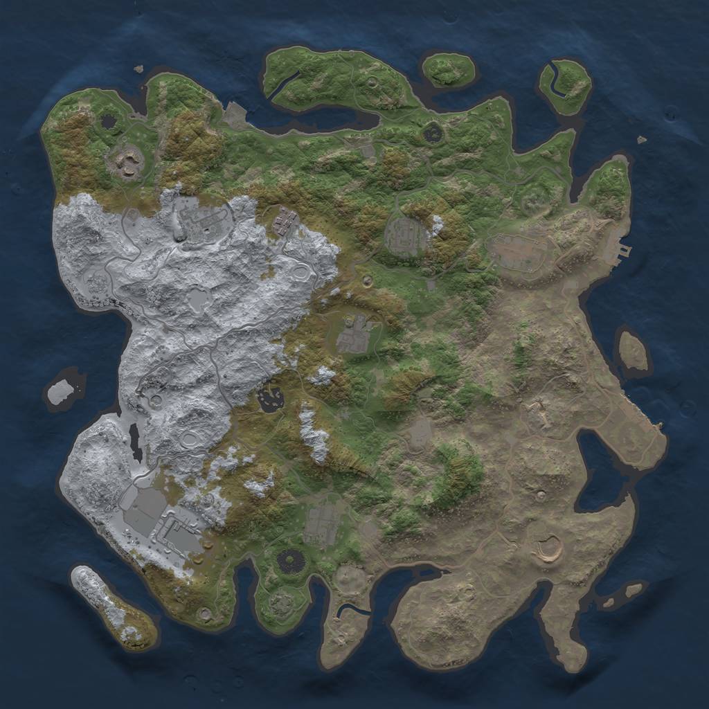 Rust Map: Procedural Map, Size: 4000, Seed: 2090763262, 18 Monuments